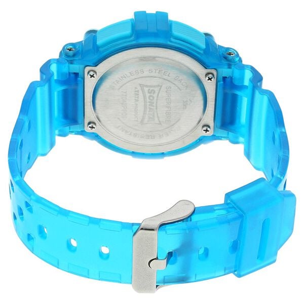 Sonata 77042PP09 Digital Quartz Women Grey Digital Display Blue Plastic Strap Watch