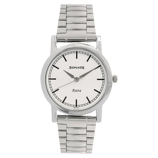 Sonata 77049SM02 Classic White Dial Men’s Quartz Analog Watch
