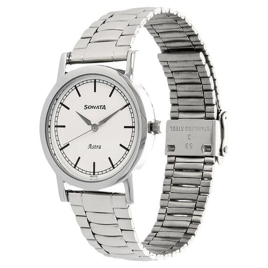 Sonata 77049SM02 Classic White Dial Men’s Quartz Analog Watch