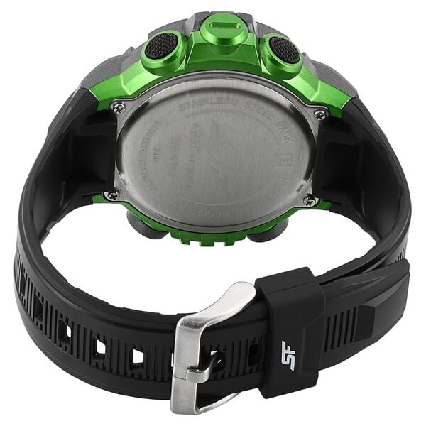 Sonata 77074PP01 Quartz Digital Black Dial Black Plastic Strap Men's Watch