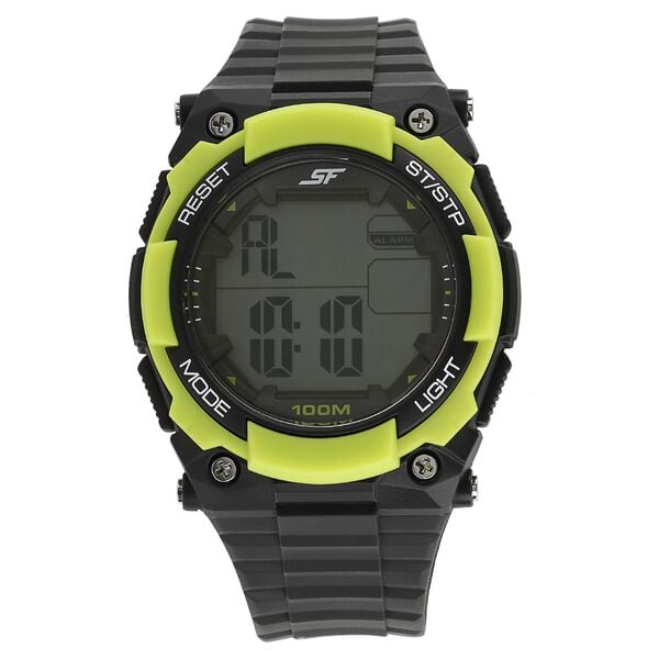 Sonata 77081PP03 Digital Grey Dial Black Plastic Strap Watch for Men