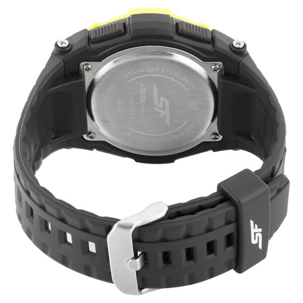 Sonata 77081PP03 Digital Grey Dial Black Plastic Strap Watch for Men