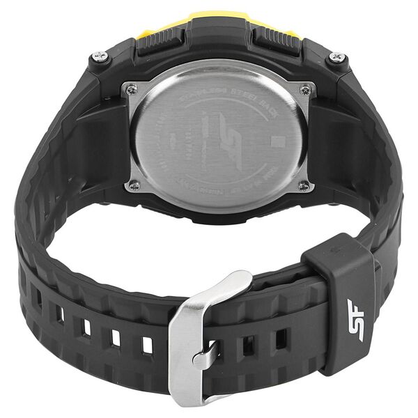 Sonata 77081PP04 Digital Grey Dial Black Plastic Strap Watch for Men