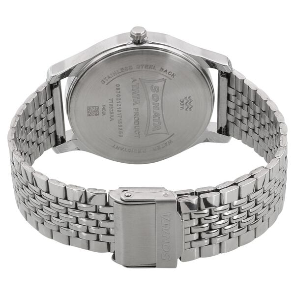Sonata 77082SM01 Analog Quartz Men Watch with Silver Stainless Steel Strap