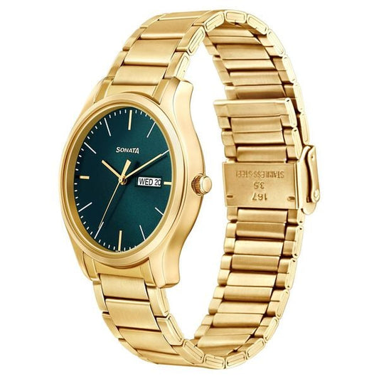 Sonata NT77082YM05W stainless steel strap close-up