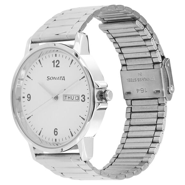 Sonata NT77083SM01 stainless steel bracelet close-up