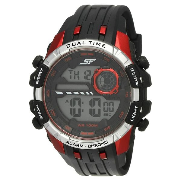 Sonata 77101PP01 Digital Unisex Watch with Black Strap & Round Case
