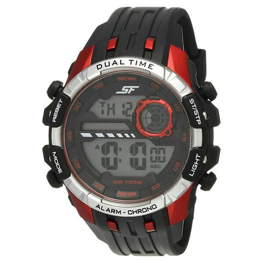 Sonata 77101PP01 Digital Unisex Watch with Black Strap & Round Case