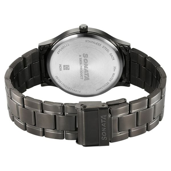 Sonata 77105QM07W Aspire Quartz Analog Grey Dial Stainless Steel Men’s Watch