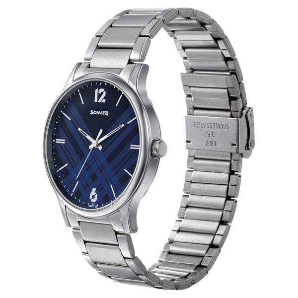 Sonata NR77105SM01W silver stainless steel bracelet close-up