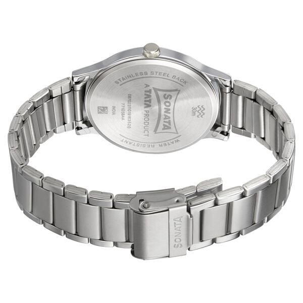 Sonata 77105SM01W Men Quartz Blue Dial Stainless Steel Strap Analog Watch