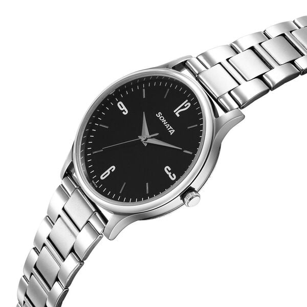 Sonata NT77105SM09W stainless steel bracelet close-up