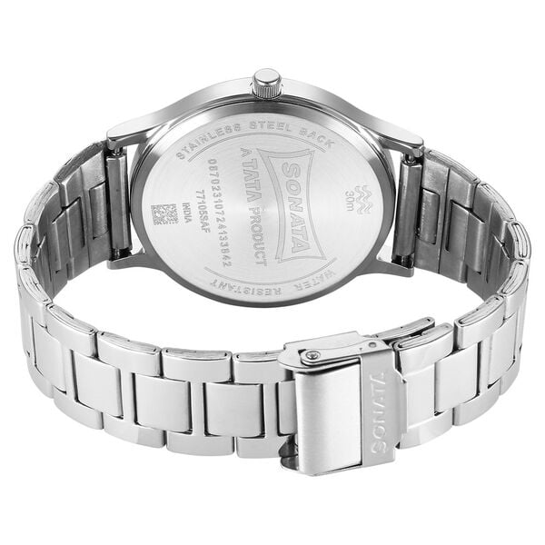 Sonata 77105SM20W Aspire 3 Quartz Analog Green Dial Stainless Steel Strap Watch for Men
