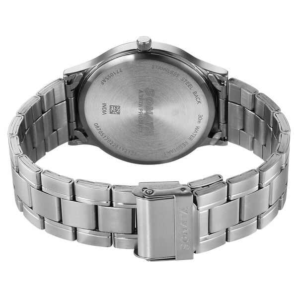 Sonata 77105SM23W Aspire Men’s Quartz Analog Blue Dial Stainless Steel Strap Watch