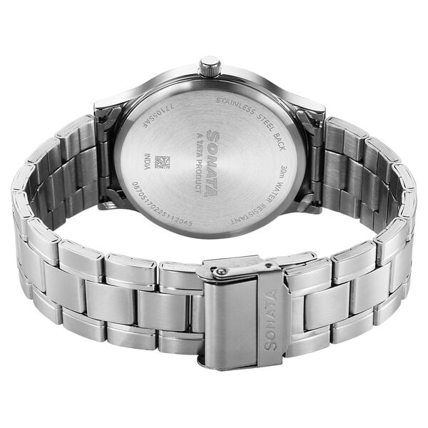 Sonata 77105SM29W Aspire Men’s Quartz Analog Blue Dial Stainless Steel Watch