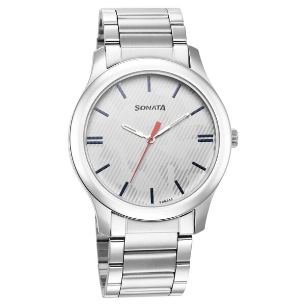 Sonata 77106SM07W Men Analog Quartz Multi Color Dial Stainless Steel Bracelet Watch