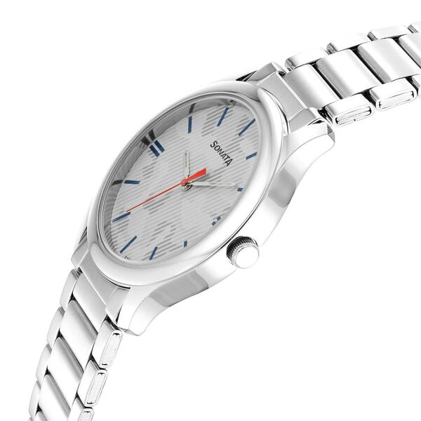 Sonata 77106SM07W Men Analog Quartz Multi Color Dial Stainless Steel Bracelet Watch