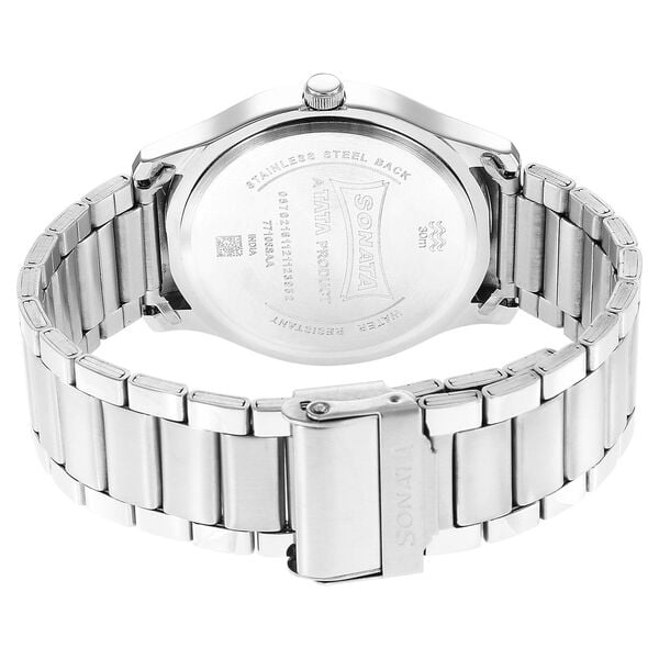 Sonata 77106SM07W Analog Quartz Watch for Men – Silver Dial, Silver Stainless Steel Strap