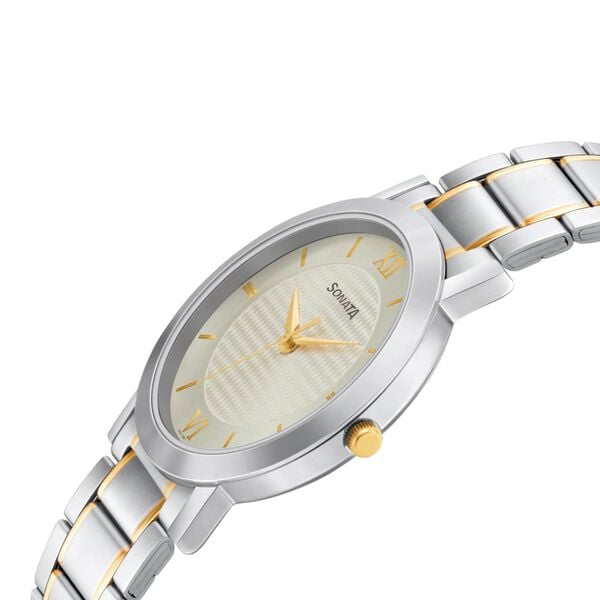 Sonata 77108BM01W Quartz Analog Champagne Dial Stainless Steel Strap Watch for Men