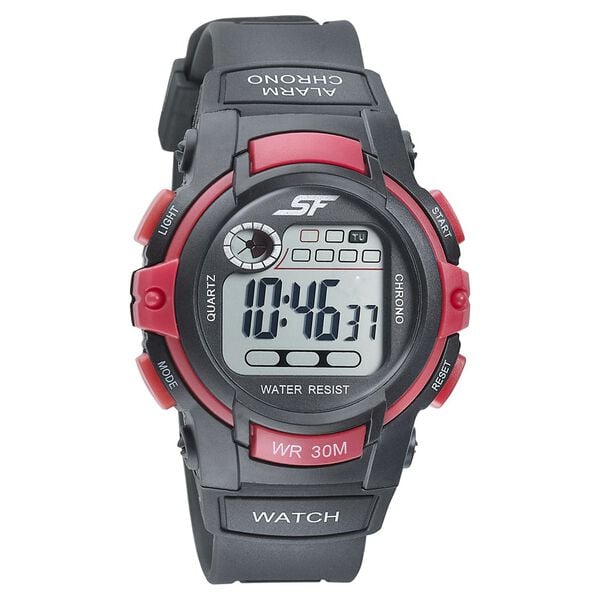 Sonata 77110PP01 SF Digital Dial Black PU Strap Watch for Men