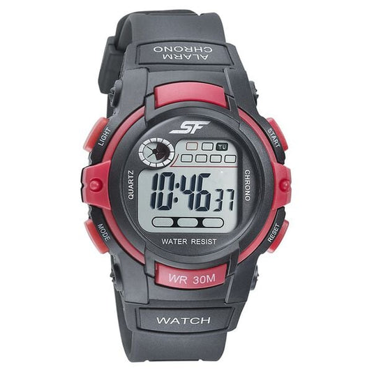 Sonata 77110PP01 SF Digital Dial Black PU Strap Watch for Men