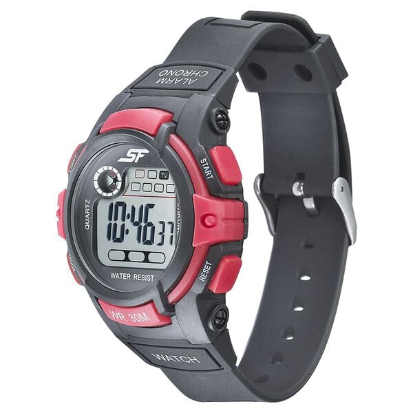 Sonata 77110PP01 SF Digital Dial Black PU Strap Watch for Men