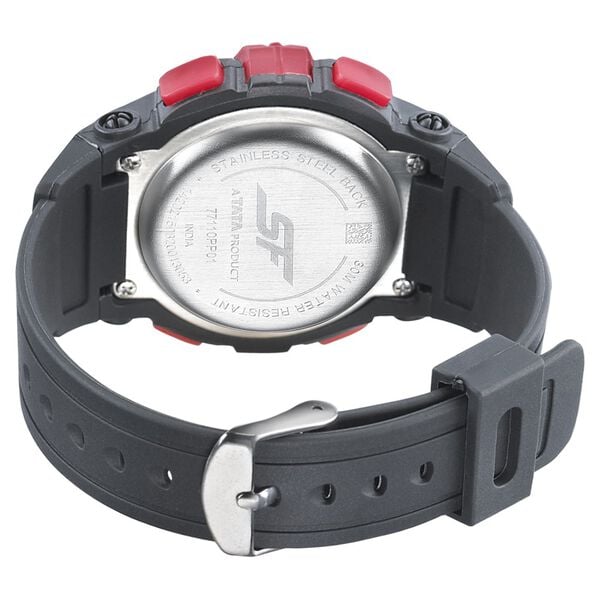 Sonata 77110PP01 SF Digital Dial Black PU Strap Watch for Men
