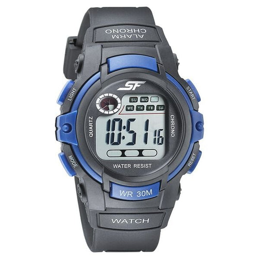 Sonata 77110PP03 SF Digital Black Dial Black PU Strap Watch for Men