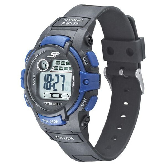 Sonata 77110PP03 SF Digital Black Dial Black PU Strap Watch for Men