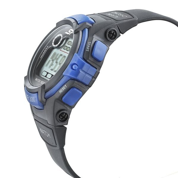 Sonata 77110PP03 SF Digital Black Dial Black PU Strap Watch for Men