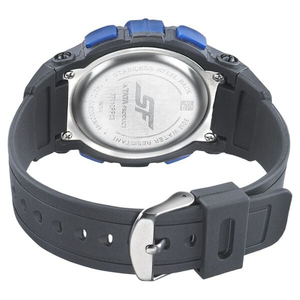 Sonata 77110PP03 SF Digital Black Dial Black PU Strap Watch for Men