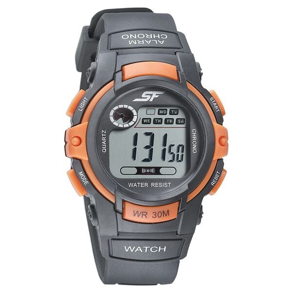 Sonata 77110PP04 SF Digital Black Dial Black PU Strap Watch for Men