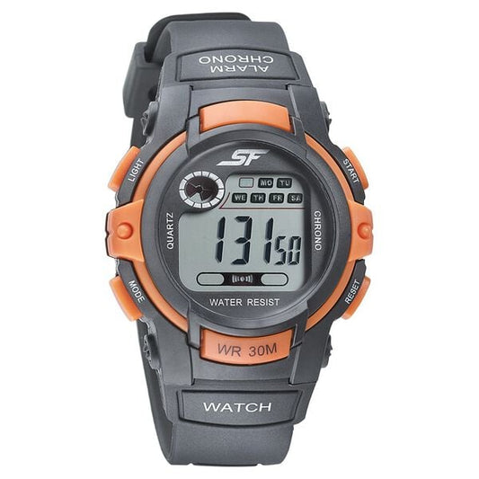Sonata 77110PP04 SF Digital Black Dial Black PU Strap Watch for Men