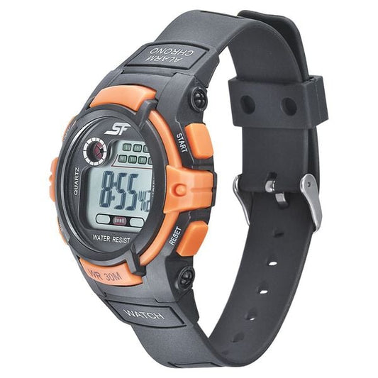 Sonata 77110PP04 SF Digital Black Dial Black PU Strap Watch for Men