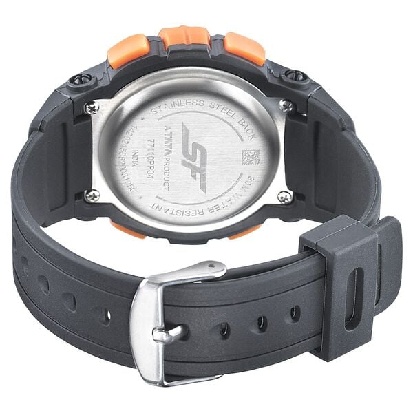 Sonata 77110PP04 SF Digital Black Dial Black PU Strap Watch for Men