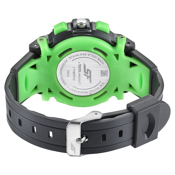 Sonata 77116PP02W SF Quartz Analog-Digital Black Dial Black PU Strap Watch for Men