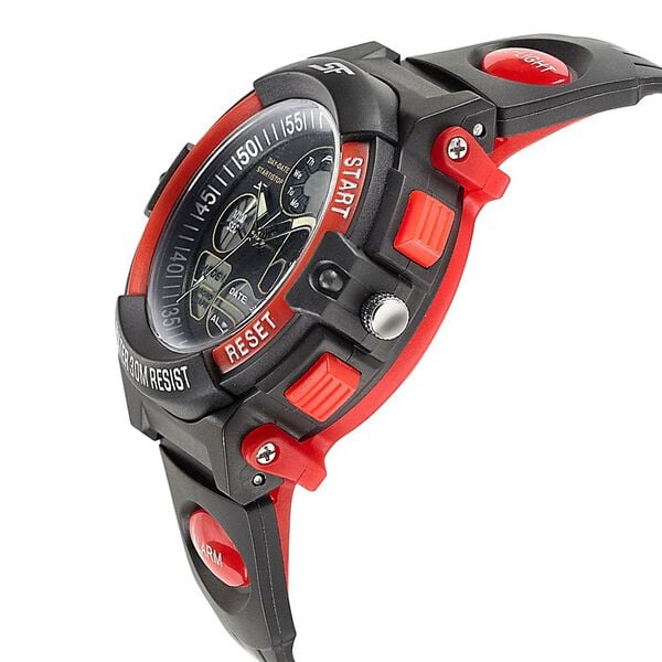 Sonata 77116PP03W SF Digital Black White PU Strap Watch for Men