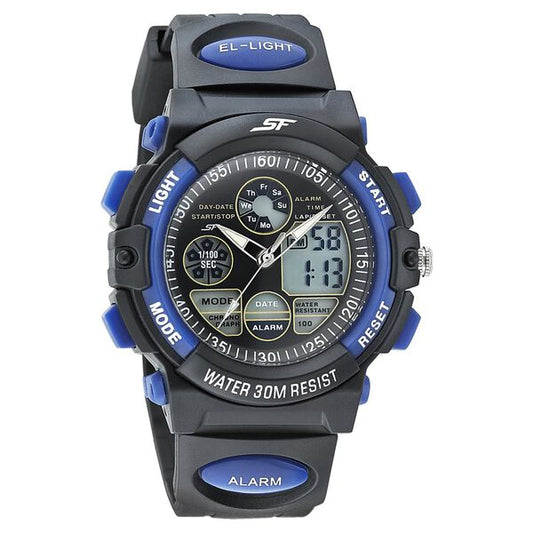 Sonata 77116PP04W Men SF Hustler Black Analog-Digital PU Strap Watch