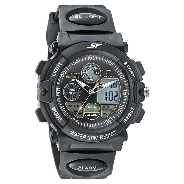 Sonata 77116PP05W SF Hustler Men’s Quartz Analog-Digital Black Dial Watch