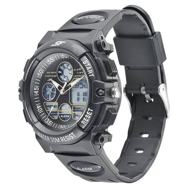 Sonata 77116PP05W SF Hustler Men’s Quartz Analog-Digital Black Dial Watch