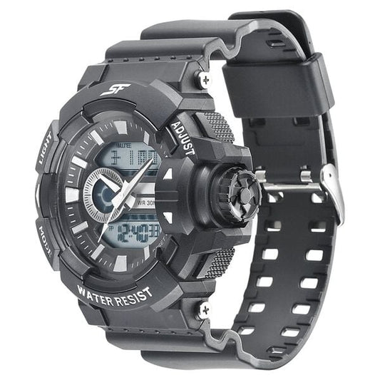 Sonata NT77118PP01W Men Analog Digital Quartz Black Dial PU Strap Watch