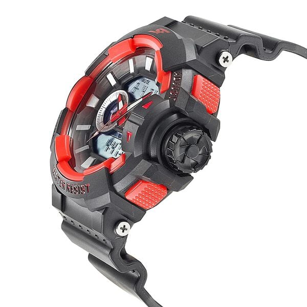 Sonata 77118PP02W Men’s Black & Red Analog-Digital Quartz Watch