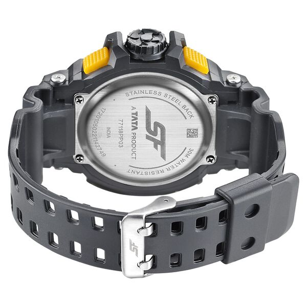 Sonata 77118PP03W SF Quartz Analog-Digital Black Dial Black PU Strap Watch for Men