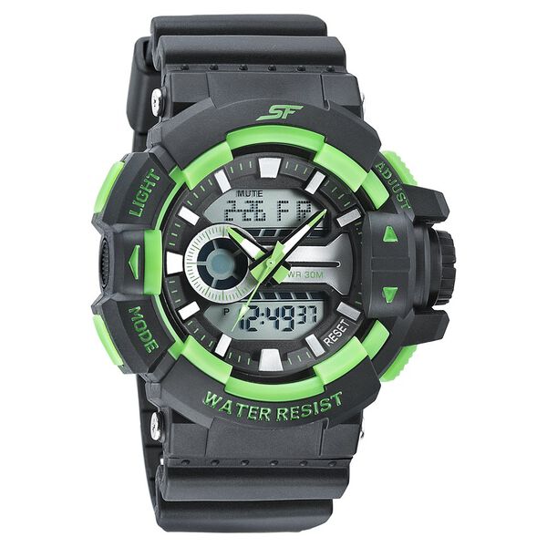 Sonata 77118PP04W Men’s Multicolor Dial Black PU Analog-Digital Quartz Watch