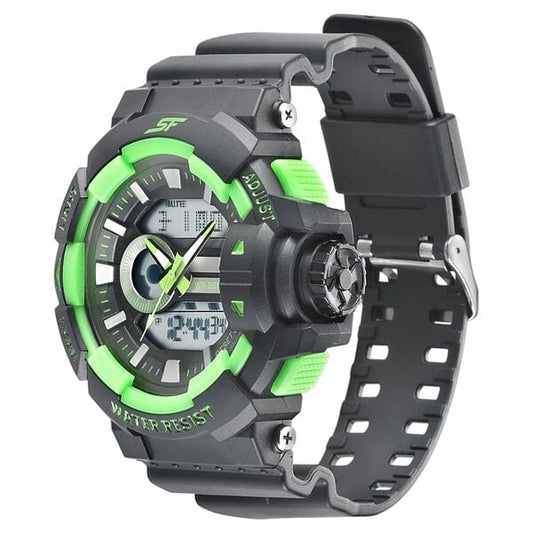 Sonata 77118PP04W Men’s Multicolor Dial Black PU Analog-Digital Quartz Watch