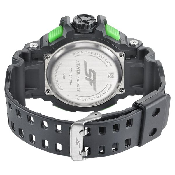 Sonata 77118PP04W Men’s Multicolor Dial Black PU Analog-Digital Quartz Watch
