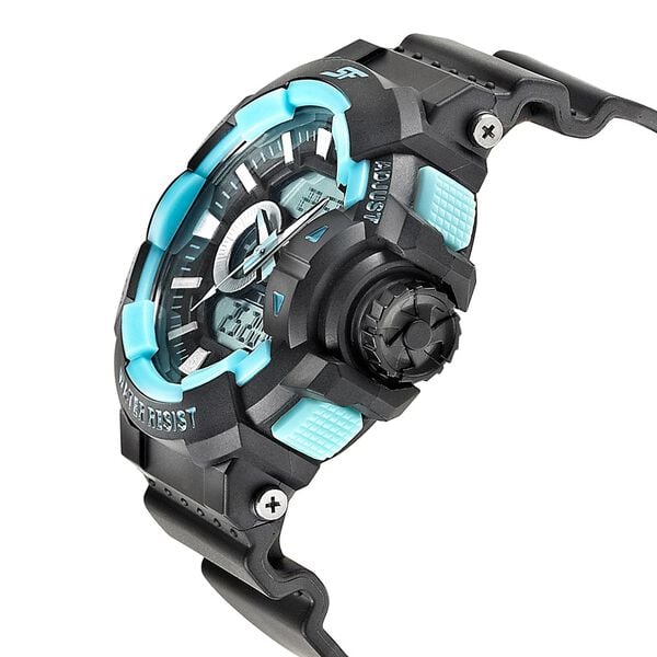 Sonata 77118PP05W SF Quartz Analog-Digital Black Dial Black PU Strap Watch for Men
