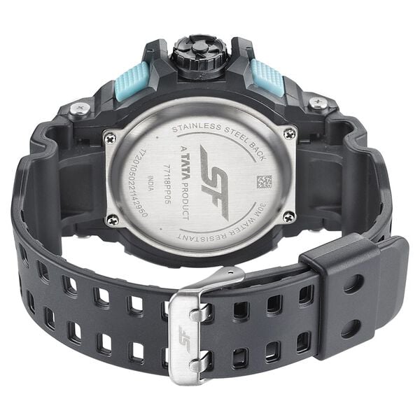 Sonata 77118PP05W Men’s Black Dial Analog-Digital PU Strap Quartz Watch