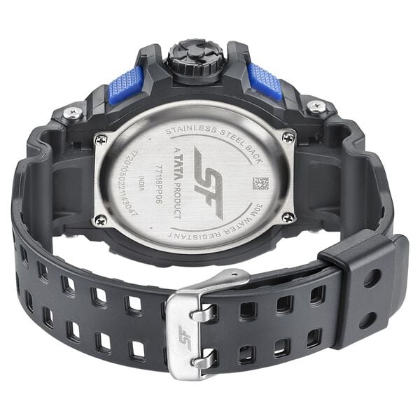 Sonata 77118PP06W SF Quartz Analog-Digital Black Dial Black PU Strap Watch for Men