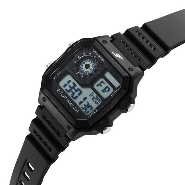 Sonata 77123PP01 Unisex Black Digital PU Strap SF-Hexa Watch
